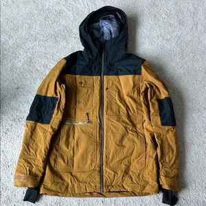 Quicksilver Men's Black and Tan Hooded Ski Jacket